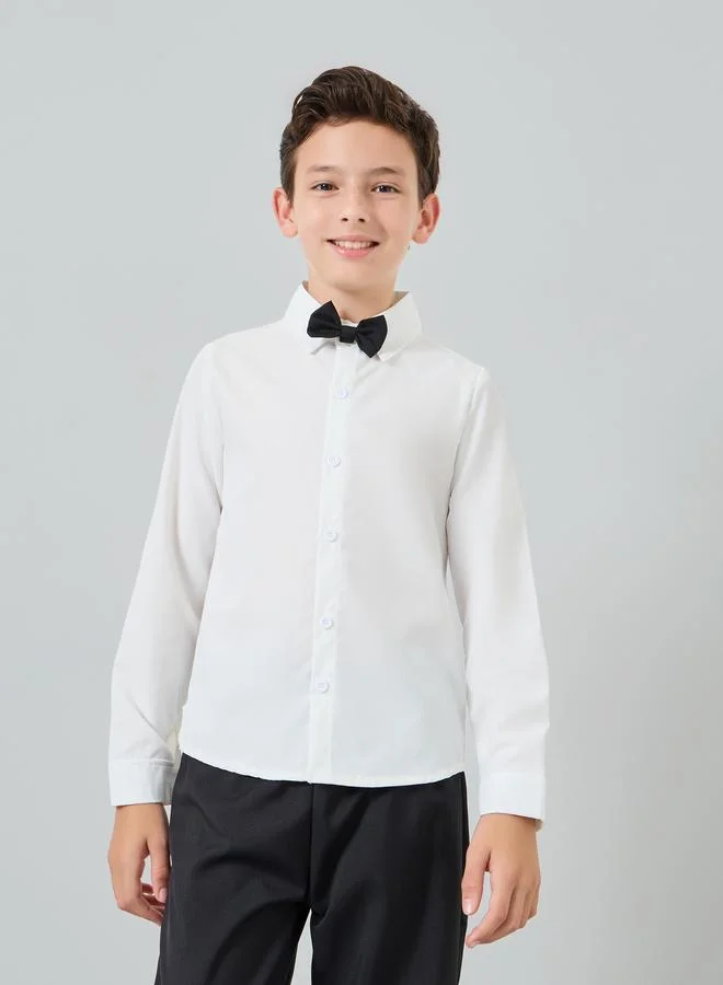 Amirah Boys White Shirt with Black Trousers and  Waistcoat with Bow Set